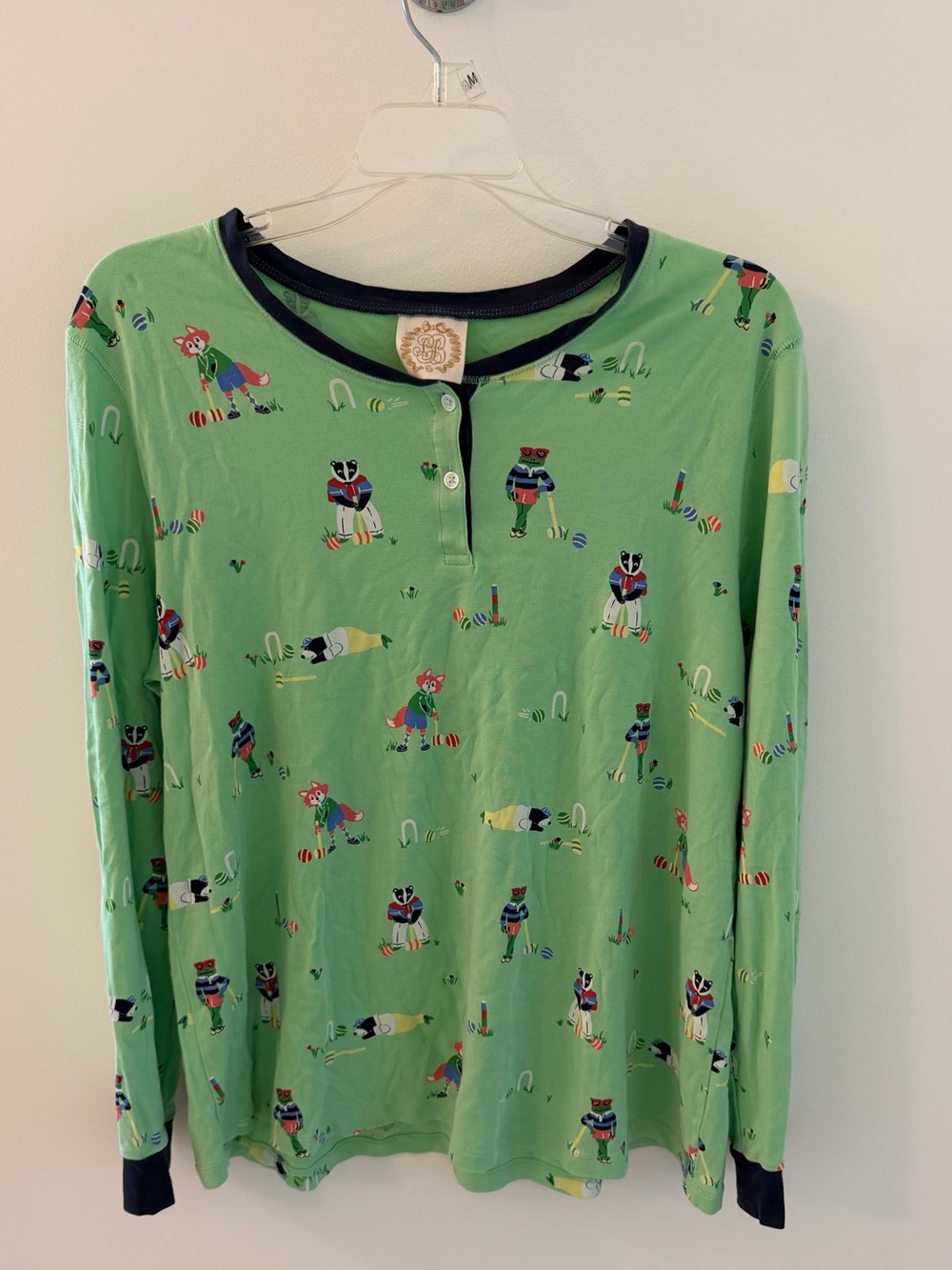 The Beaufort Bonnet Company Green Long-Sleeve Croquet Print Pajama Set